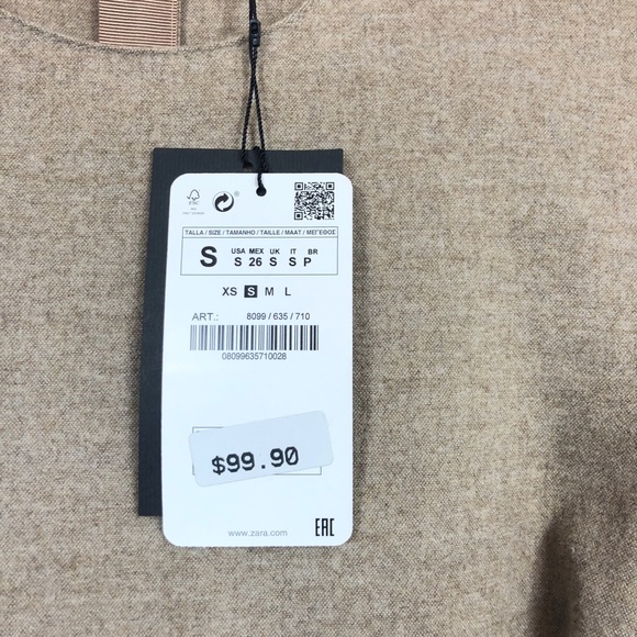 Zara | Tan Wool Blend Short Sleeve Midi Dress - Picture 4 of 8